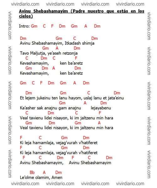 Letra Canci�n Avinu Shebashamayim