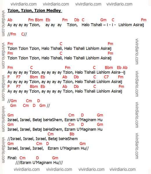 Letra de Tzion, Tzion, Tzion Medley