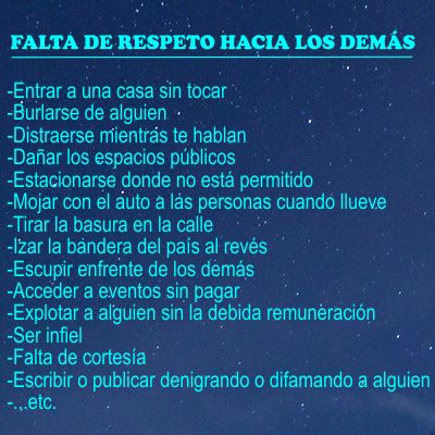 Ejemplos de irrespeto